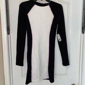 Forever 21 black and white panel bodycon dress NWT